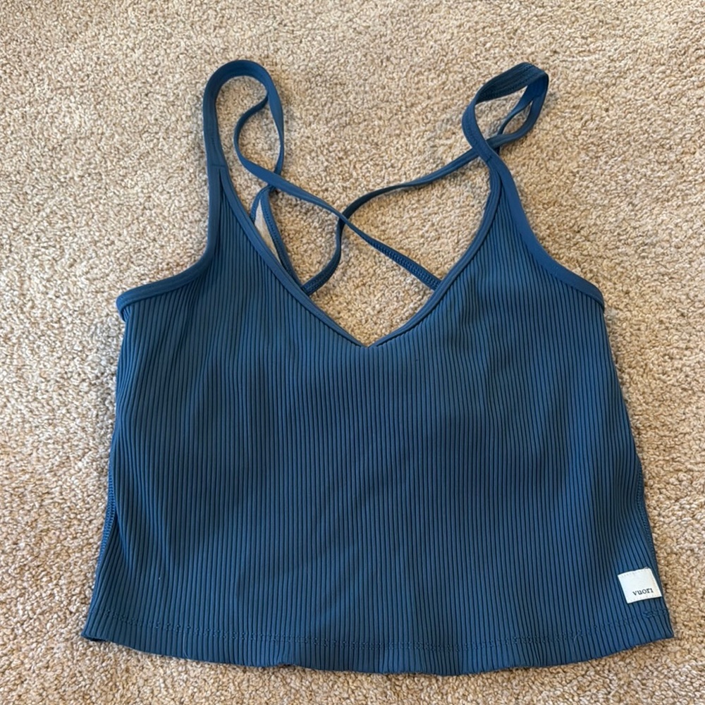 Women's Navy Blue Ribbed Tank Top